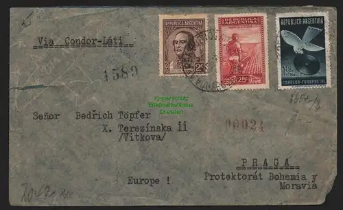 B11330 Brief Buenos Aires Argentinien 1940 n Prag Zensur OKW Haupttelegraphenamt