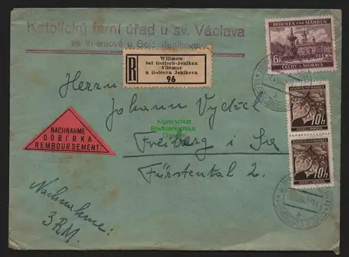 B11289 Brief Nachnahme Willimow b. Goltsch-Jenikau Vilemov u Golcuv Jeníkov 1941