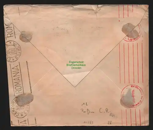 B11269 Brief Rumänien Zensur OKW 1942 nach Freiberg Perfin C R Bucuresti