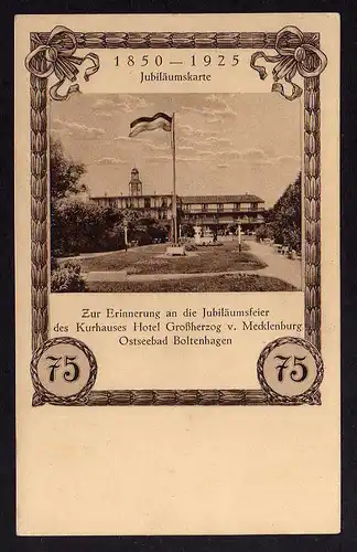 81749 AK Boltenhagen 75 Jahre Kurhaus Hotel Großherzog v. Mecklenburg 1925