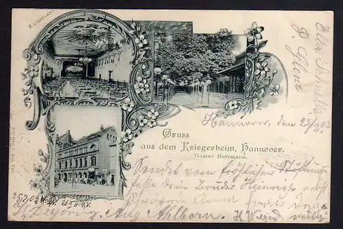 81796 AK Hannover Gasthof Kriegerheim mit Kaisersaal 1902