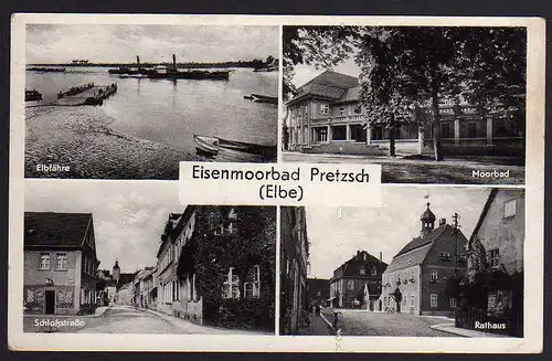 60023 AK Pretzsch Elbe Eisenmoorbad Elbfähre Schloßstraße Rathaus 1960