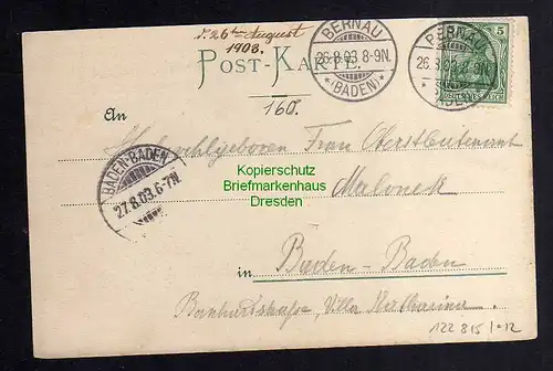 122815 AK Schwarzwald Bernau Riggenbach Gasthaus zum Adler 1903