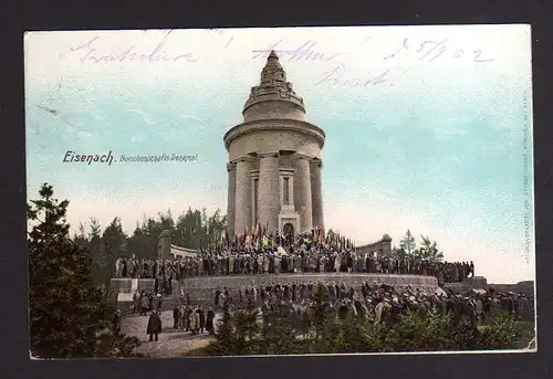 106812 AK Eisenach Burschenschafts Denkmal Feier 1902 viele Menschen Fahnen Flag