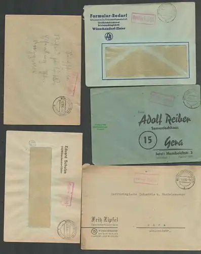 B6256 5x Brief SBZ Gebühr bezahlt 1945 Wünschendorf Elster