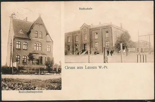 23597 AK Lessen Stadtschule Kreisschulinspection , gelaufen 1910