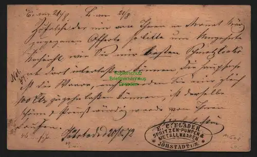 B11508 Deutsches Reich Postkarte DR 3 Jöhstadt 1872 nach Zwickau