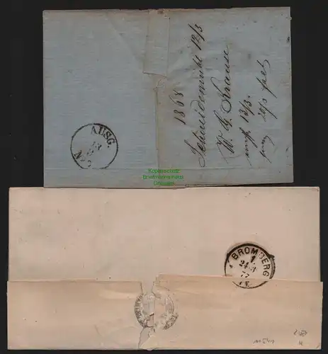 B11541 2x Brief Schneidemühl NDP 1868 DR 33 Pfennige 1877 nach Bromberg