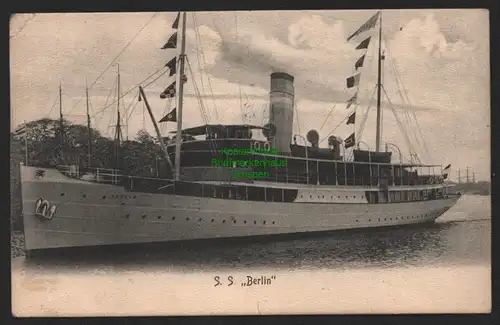 147567 AK Schiff Dampfer S.S. Berlin Gruss von der Ostsee 1906