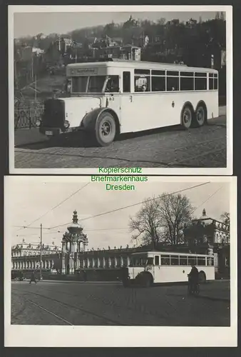141482 2 Original Fotos Dresdner Straßenbahn Autobus 80 und 83 am Zwinger