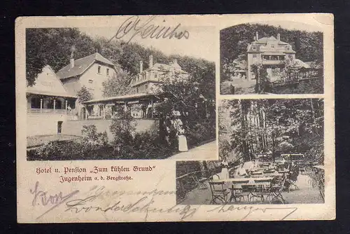 127218 AK Jugenheim a. d. Bergstraße Hessen 1906  Hotel Pension Zum kühlen Grund