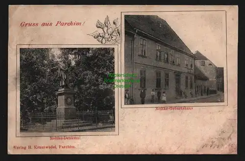 150659 AK Parchim 1901 Moltke Denkmal Geburtshaus