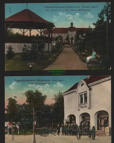 150476 2 AK Truppenübungsplatz Königsbrück 1915 Neues Lager Wache Haupteingang