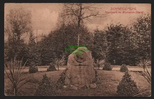 150509 AK Schneidemühl Pila um 1910 Stadtpark mit Bismarck Stein Denkmal