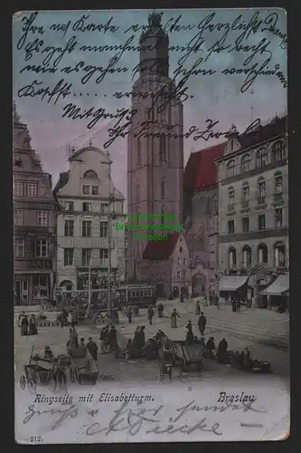 150567 AK Breslau Ringseite mit Elisabethturm 1905