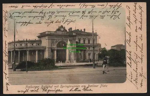 147961 AK Breslau 1904 Freiburger Bahnhof mit Springbrunnen am Berliner Platz