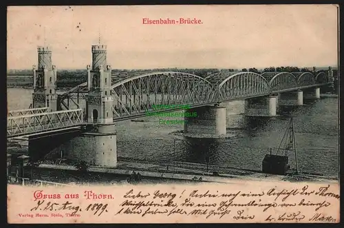 147839 AK Thorn Wpr. Torun Eisenbahn Brücke 1899