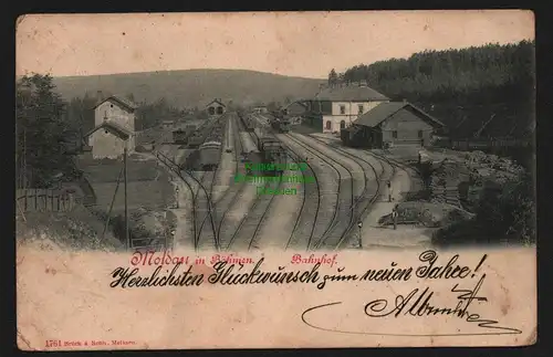 147792 AK Moldau in Böhmen 1903 Moldava Tschechien Bahnhof Gleisanlage