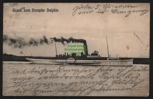 147872 AK Wilhelmshaven 1911 Gruss vom Dampfer Delphin