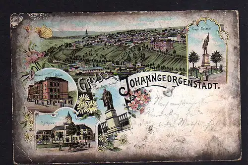 98977 AK Johanngeorgenstadt Litho 1903 Neue Schule Rathaus Denkmal