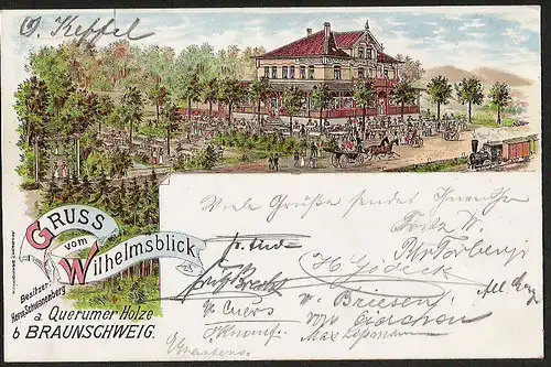 25211 AK Litho Restaurant Wilhelmsblick Querumer Holz b. Braunschweig 1897