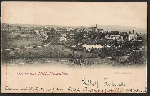 25016 AK Dippoldiswalde Gesamtansicht 1902 , gelaufen