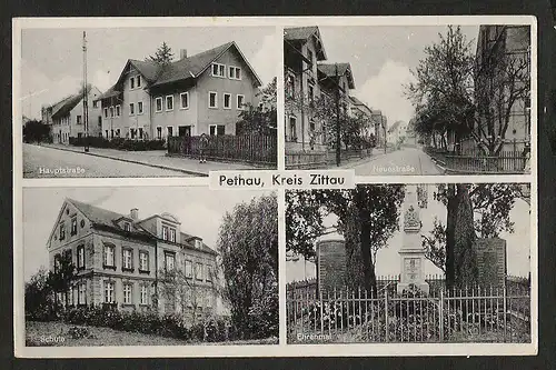 25303 AK Pethau Kr. Zittau Schule Ehrenmal Hauptstr. Neuestraße
