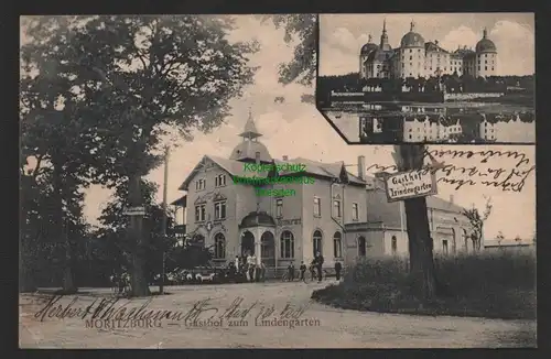 147556 AK Moritzburg Gasthof zum Lindengarten 1914 Bahnpost Radebeul - Radeburg
