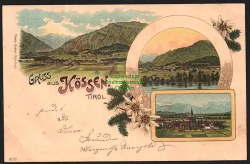 144220 AK Kössen Tirol Litho 1899