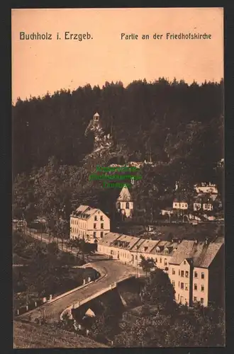 144292 AK Buchholz im Erzgebirge Partie an der Friedhofskirche Brücke um 1910