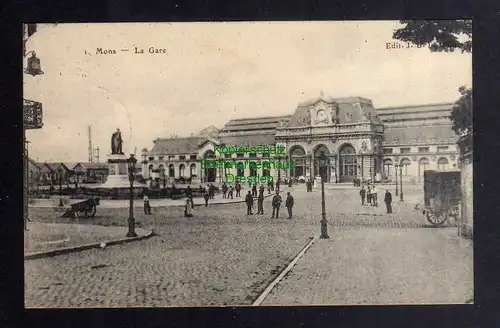 131334 AK Mons Belgien La Gare Bahnhof 1915