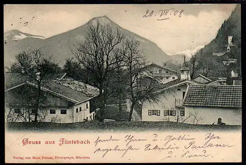 49914 AK Flintsbach 1908 gelaufen Brannenburg