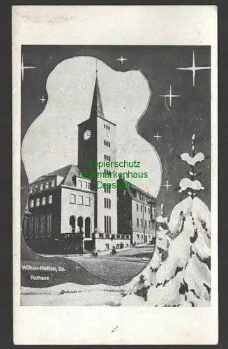 141109 AK Wilkau-Haßlau Rathaus im Winter um 1930