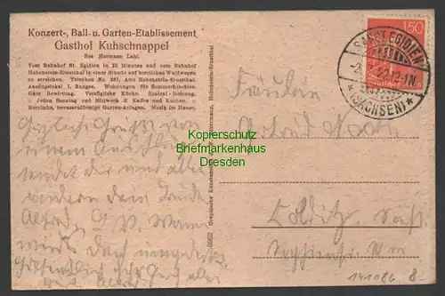 141086 AK Kuhschnappel St. EgidienLahls Konzertgarten 1922