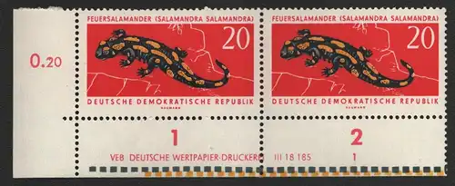 2613 DDR DV 979 Geschützte Tiere Feuersalamander  postfrisch ** ungefalten