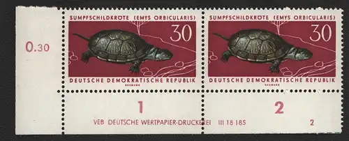 2614 DDR DV 980 Geschützte Tiere Sumpfschildkröte  postfrisch ** ungefalten
