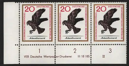 2692 DDR DV 1149 Europäische Greifvögel  postfrisch ** ungefalten  Wolf