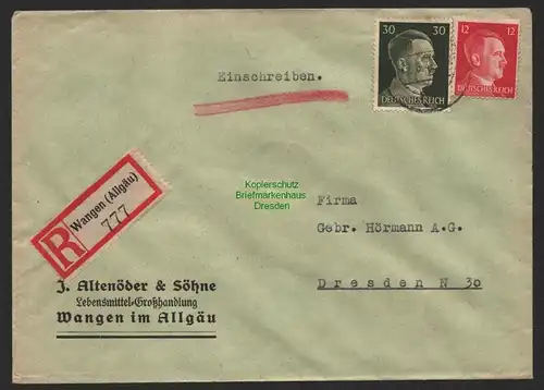 B9787 R-Brief Gebr. Hörmann A.-G. Wangen (Allgäu) J. Altenröder & Söhne 1942