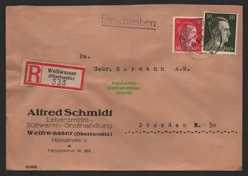 B9795 R-Brief Gebr. Hörmann A.-G. Weißwasser (Oberlausitz) Alfred Schmidt  1942