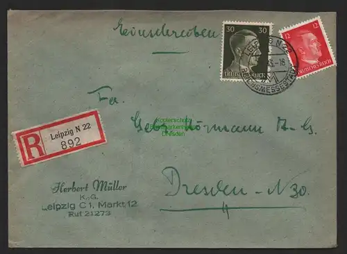 B9514 R-Brief Gebr. Hörmann A.-G. Leipzig N 22  1943