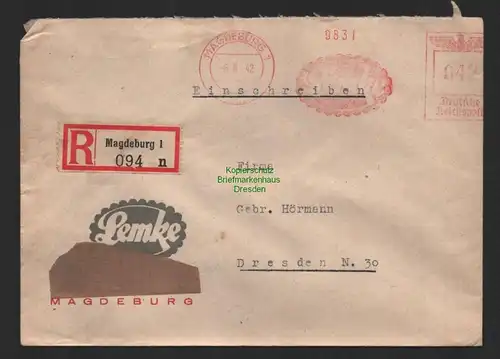 B9572 R-Brief Gebr. Hörmann A.-G. Magdeburg 1 n  Lemke 1942