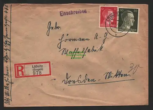 B9557 R-Brief Gebr. Hörmann A.-G. Lößnitz (Erzgeb) Paul Hübner 1942