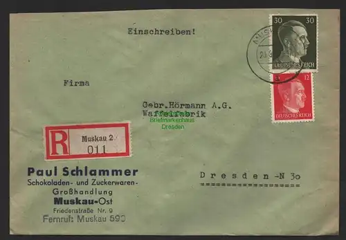 B9604 R-Brief Gebr. Hörmann A.-G. Muskau 2 Paul Schlammer  1943 Schokoladen-