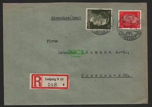B9515 R-Brief Gebr. Hörmann A.-G. Leipzig N 22 o 1943 Herbert Müller K. G.