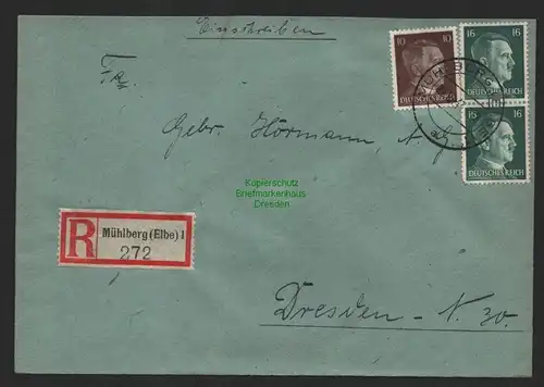 B9585 R-Brief Gebr. Hörmann A.-G. Mühlberg (Elbe) 1 272  M. Naumann 1943