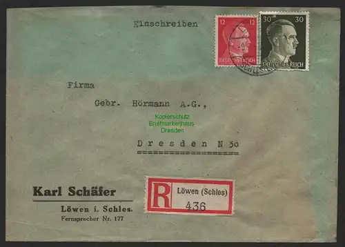 B9558 R-Brief Gebr. Hörmann A.-G. Löwen (Schles) Karl Schäfer 1942
