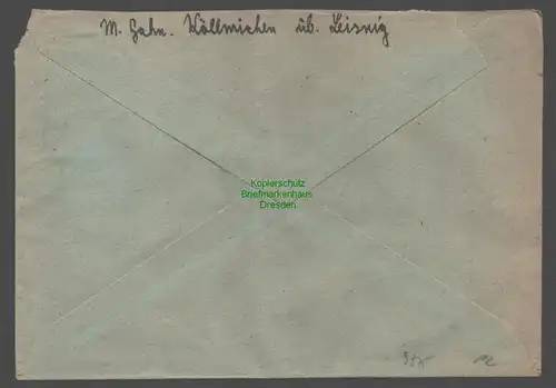 B9375R-Brief Wehrmeldeamt Grimma a 1943 M. Gahn; Köllmichen Wehrmeldeamt Grimma