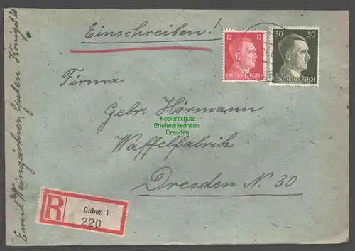 B9392 R-Brief Gebr. Hörmann A.-G. Guben 1 1943 Emil Weingärtner