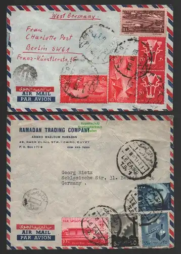 B8975 2x Brief Luftpost Egypt Ägypten Alexandria Cairo nach Berlin 1961