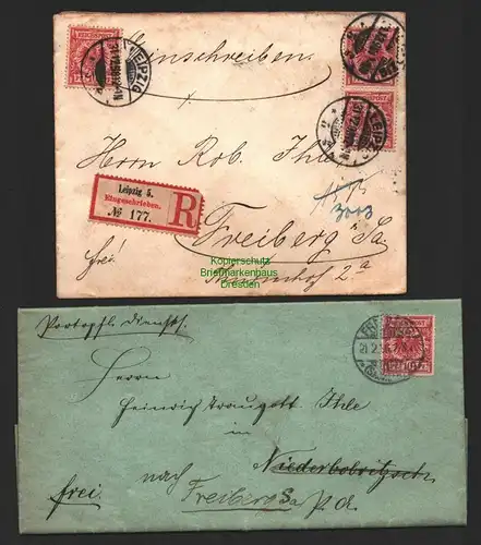 B8722 DR Deutsches Reich 2x Brief Krone Adler 47 Einschreiben Leipzig - Freiberg